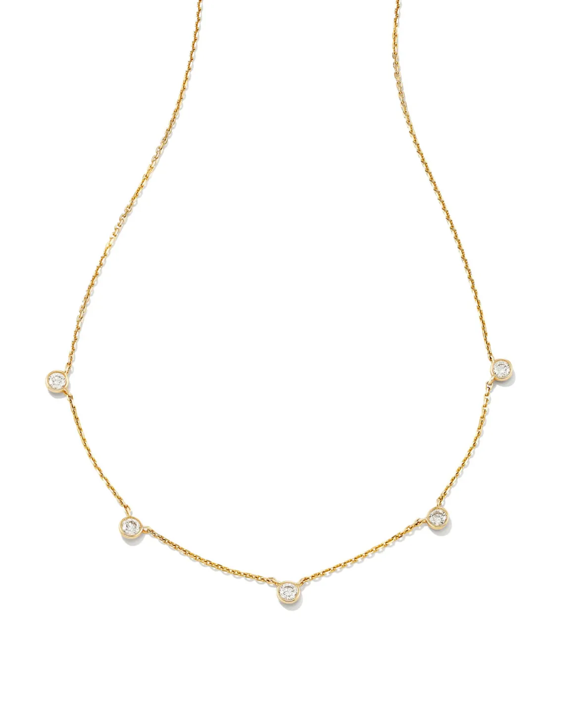 0.3 ct Audrey 14k Yellow Gold Strand Necklace in White Diamond
