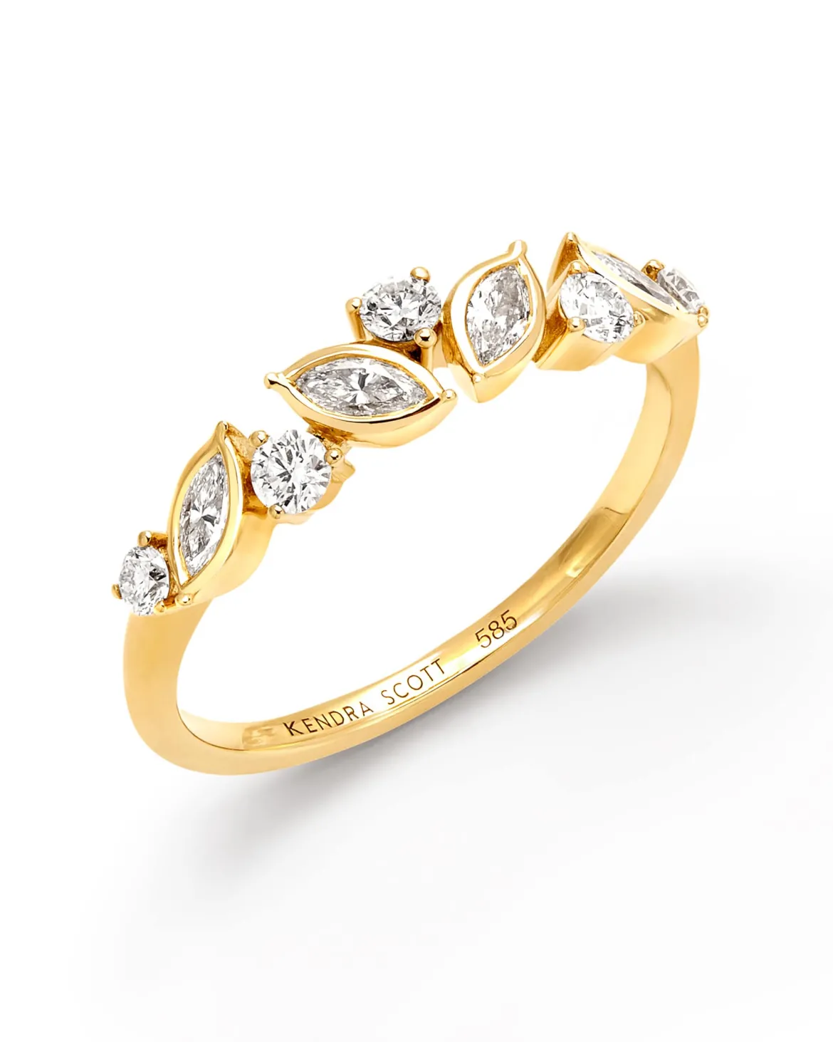 0.54 ct Becca 14k Yellow Gold Band Ring in White Diamond