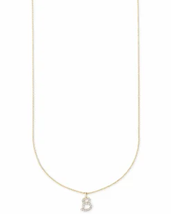 0.12 ct Diamond Letter B Pendant Necklace in 14k Yellow Gold