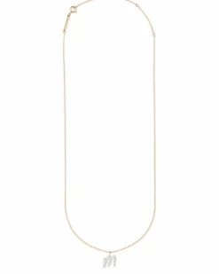 0.12 ct Diamond Letter M Pendant Necklace in 14k Yellow Gold