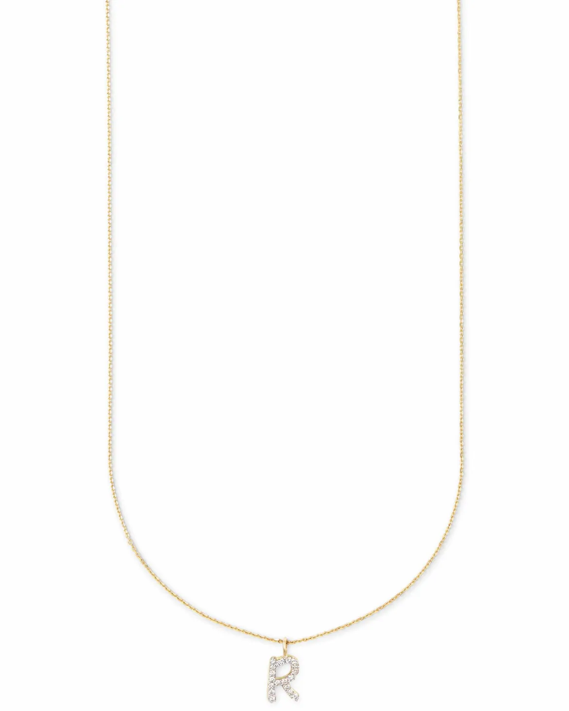 0.11 ct Diamond Letter R Pendant Necklace in 14k Yellow Gold