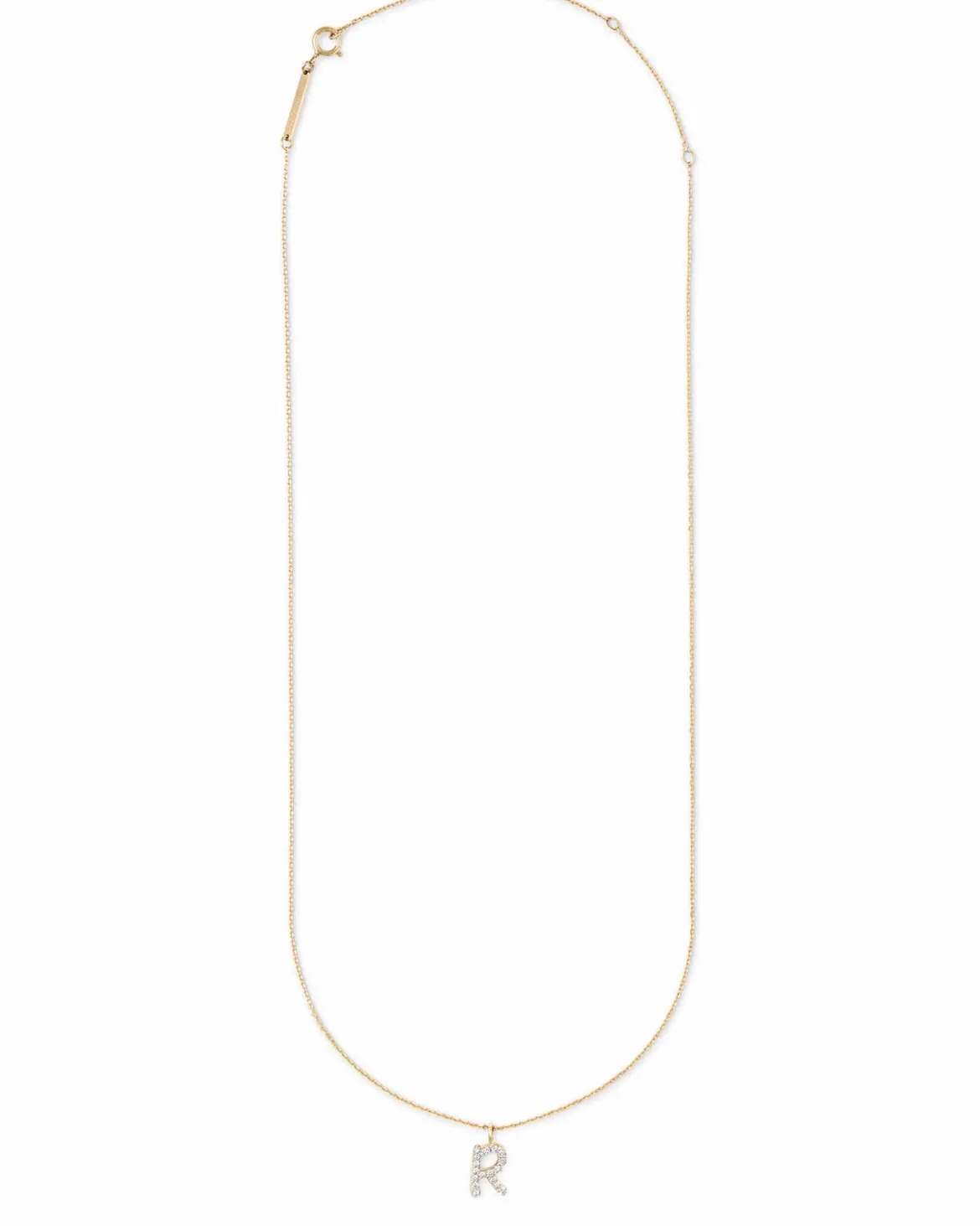 0.11 ct Diamond Letter R Pendant Necklace in 14k Yellow Gold