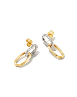 0.42 ct Elisa 14k Yellow Gold Interlocking Drop Earrings in White Diamond