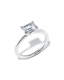 0.75 ct Emerald Solitaire Engagement Ring in 14k White Gold