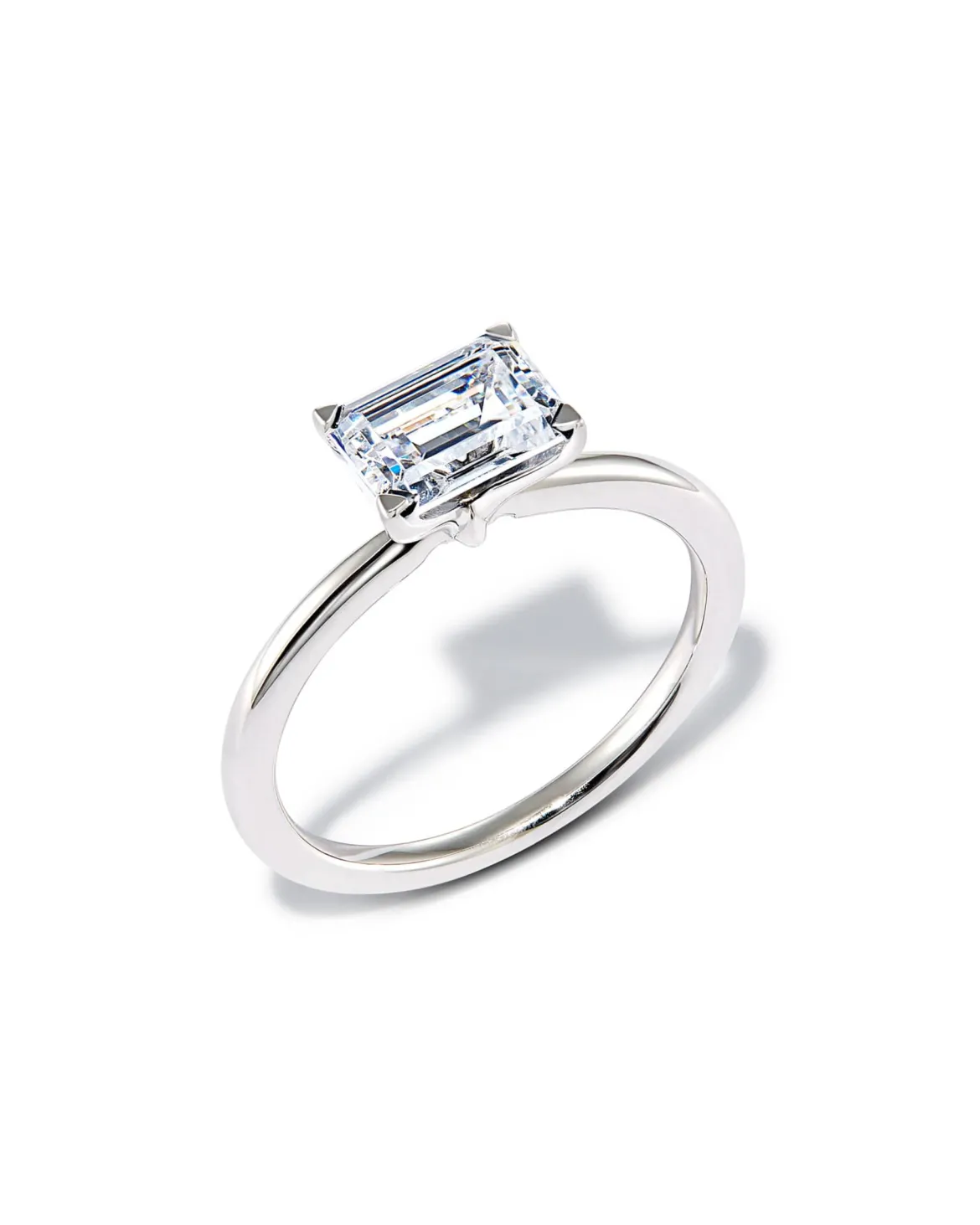 0.75 ct Emerald Solitaire Engagement Ring in 14k White Gold