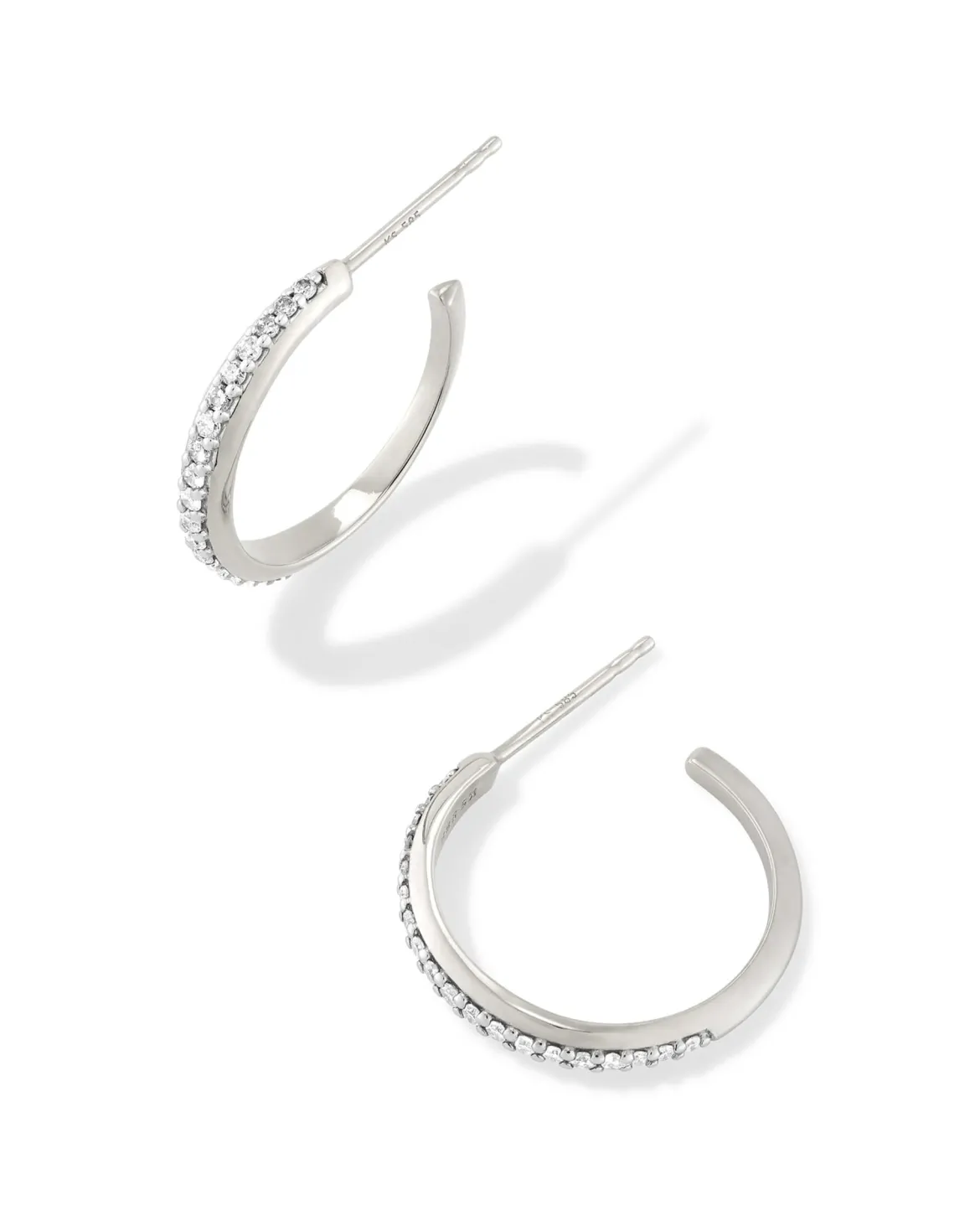 0.24 ct Ines 14k White Gold Pave Small Hoop Earrings in White Diamond