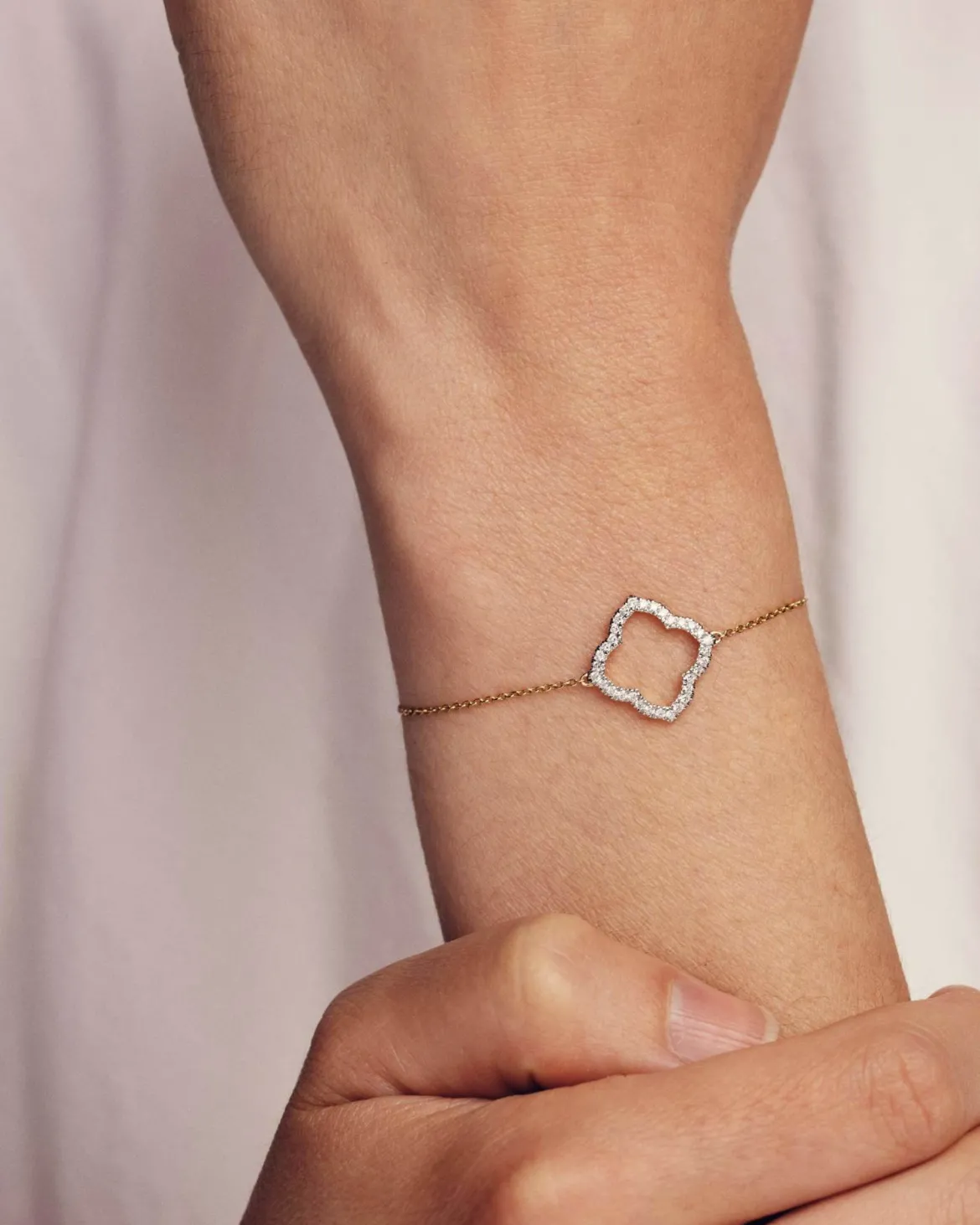 0.25 ct Lab Grown Diamond Dira 14k Yellow Gold Open Frame Delicate Chain Bracelet