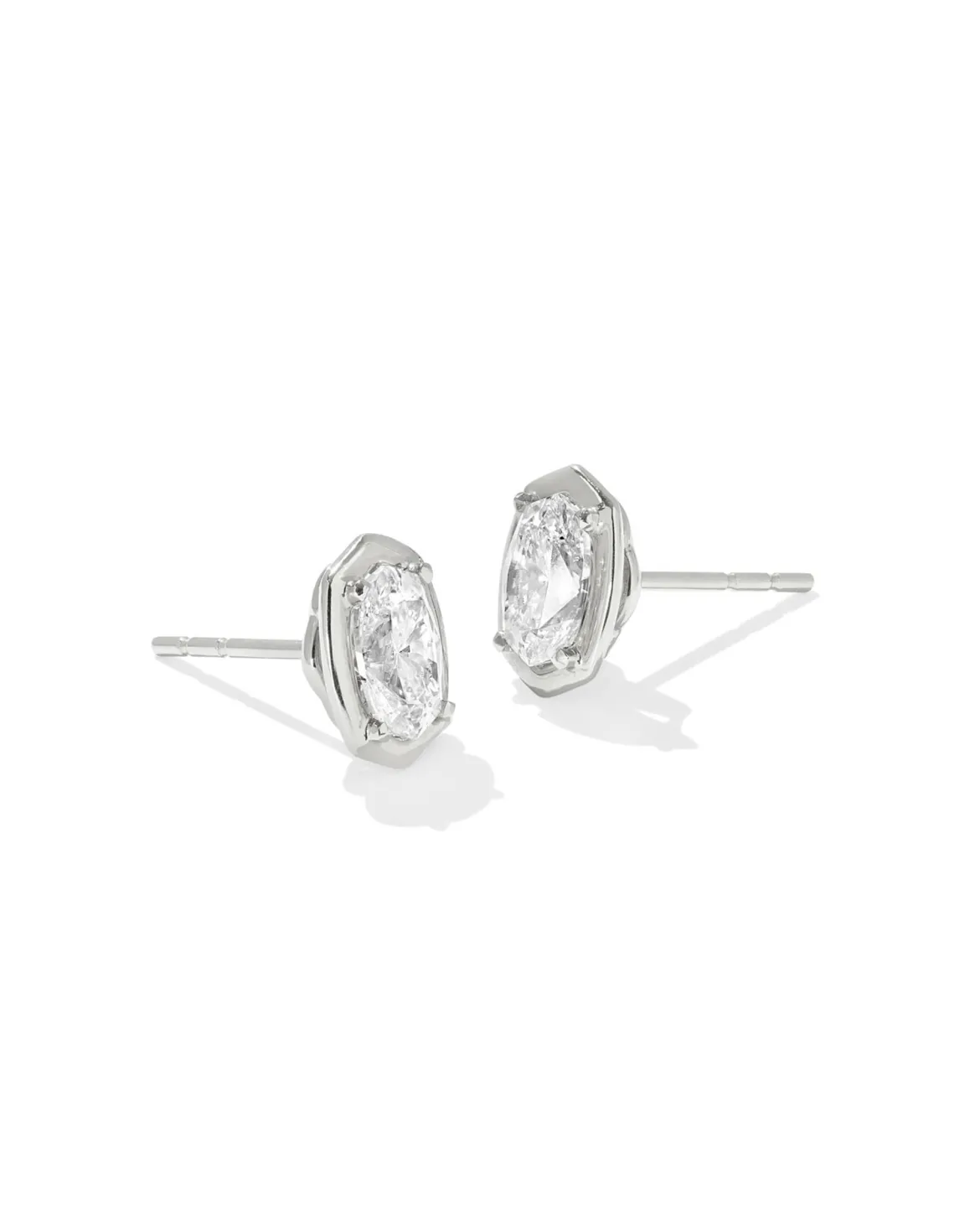 1 ct Lab Grown White Diamond Custom Elisa Stud Earrings in 14k White Gold