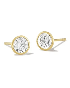 1 ct Lab Grown White Diamond Audrey Stud Earrings in 14k Yellow Gold