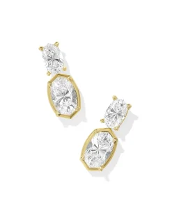 6 ct Lab Grown White Diamond Custom Elisa Drop Earrings in 14k Yellow Gold