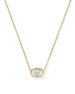 1 ct Lab Grown White Diamond Custom Elisa Pendant Necklace in 14k Yellow Gold