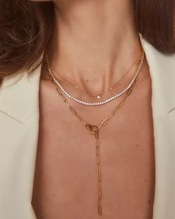 4.73 ct Lab Grown White Diamond Tennis Necklace in 14k Yellow Gold
