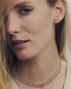 4.73 ct Lab Grown White Diamond Tennis Necklace in 14k Yellow Gold