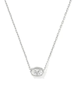 1 ct Lab Grown White Diamond Custom Elisa Pendant Necklace in 14k White Gold