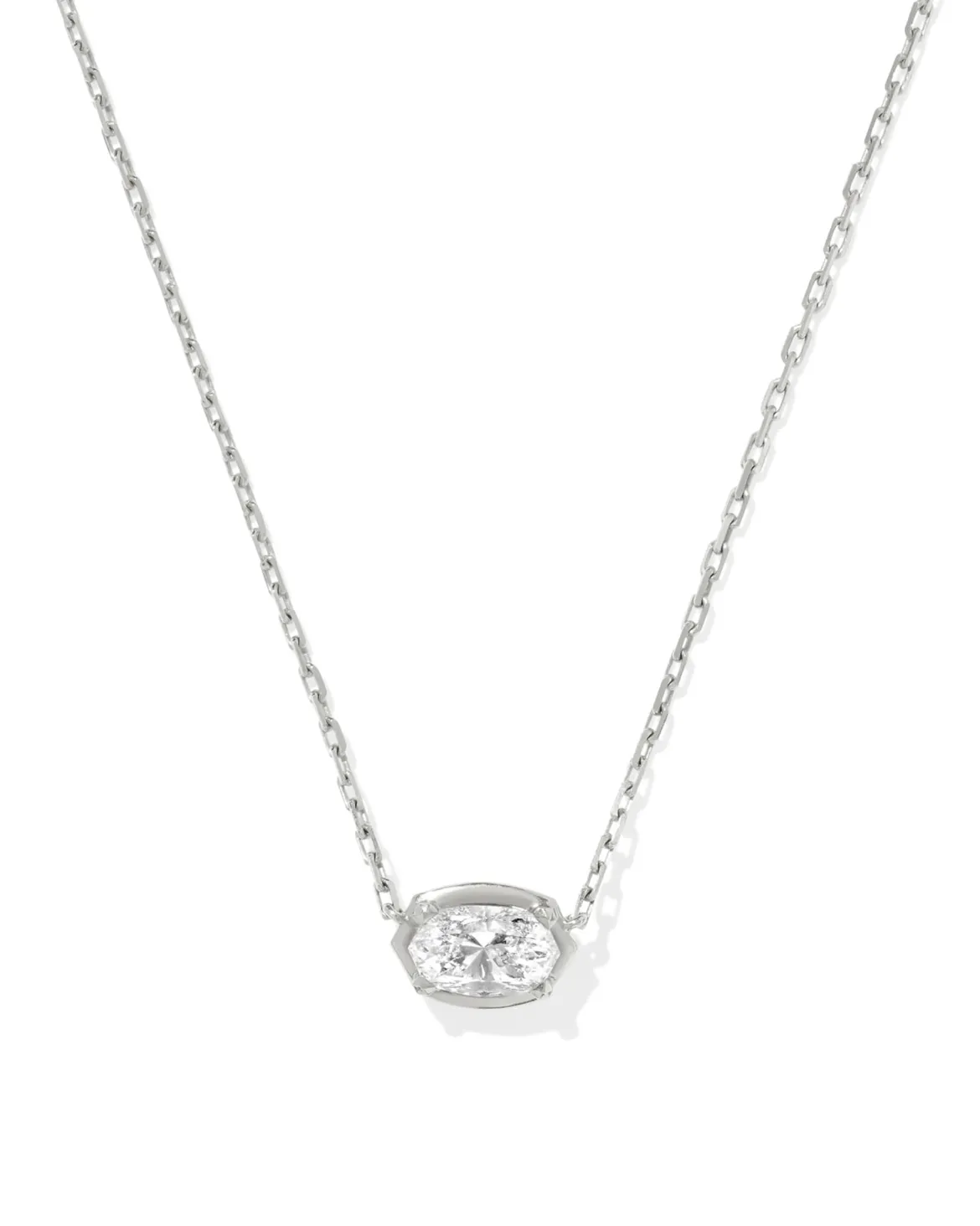 1 ct Lab Grown White Diamond Custom Elisa Pendant Necklace in 14k White Gold