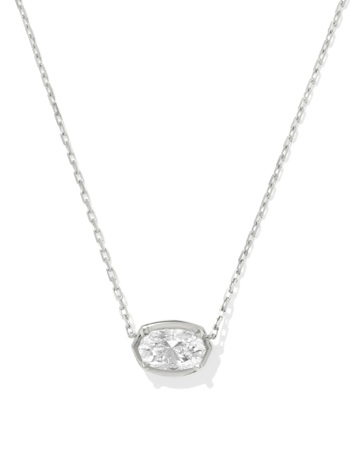 2 ct Lab Grown White Diamond Custom Elisa Pendant Necklace in 14k White Gold