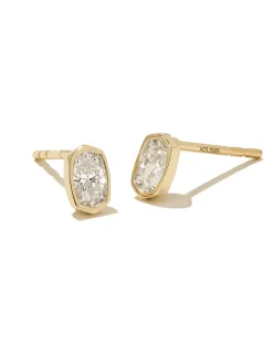 0.22 ct Marisa 14k Yellow Gold Oval Solitaire Stud Earrings in White Diamond