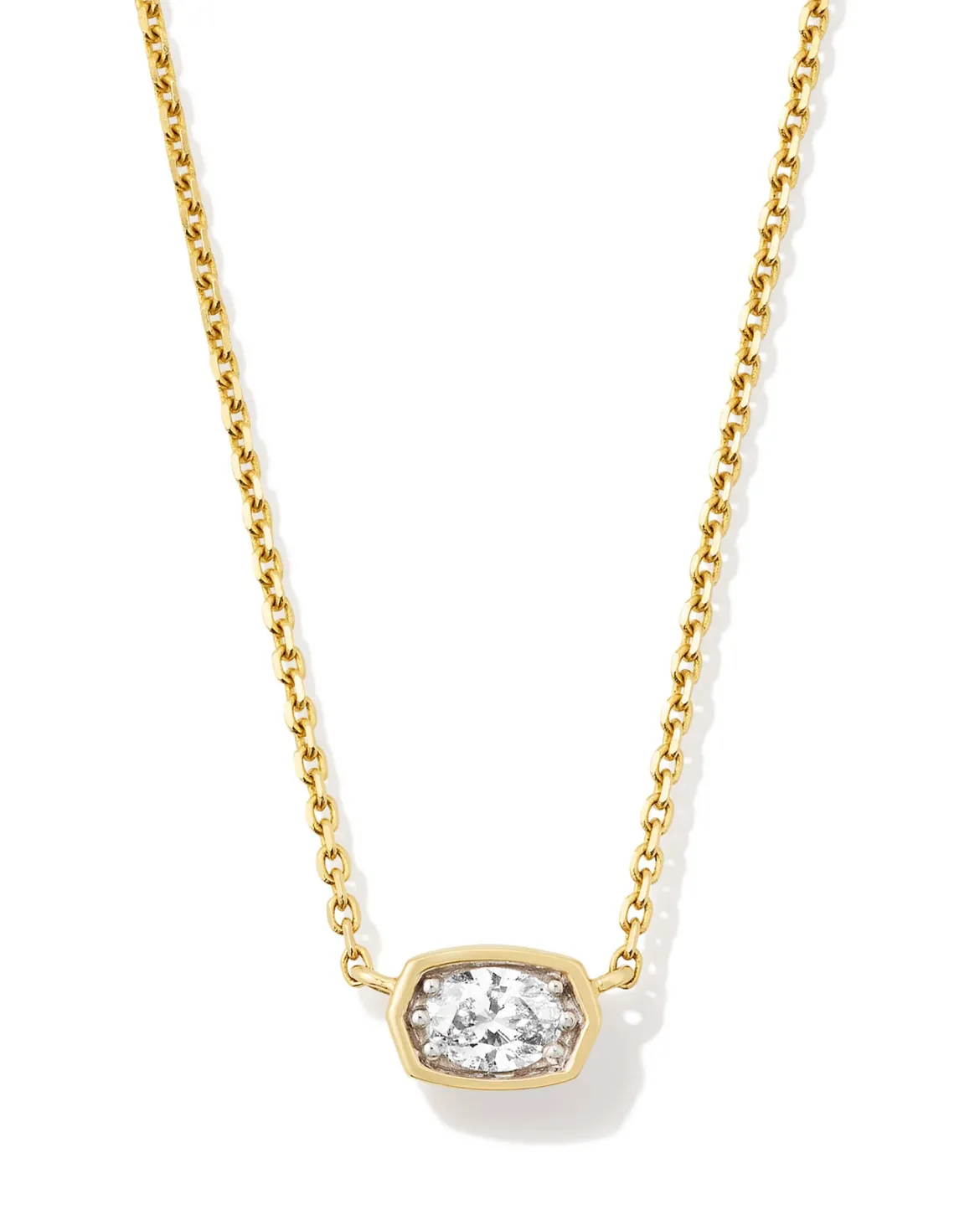 0.11 ct Marisa 14k Yellow Gold April Oval Solitaire Pendant Necklace