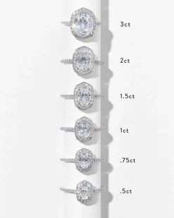 0.5 ct Oval Iconic Halo Engagement Ring in 14k White Gold