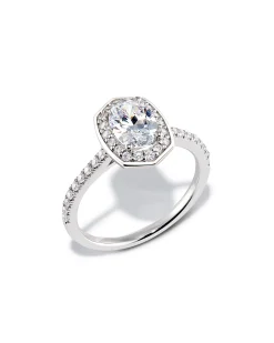 0.5 ct Oval Iconic Halo Engagement Ring in 14k White Gold