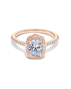2 ct Oval Iconic Halo Engagement Ring in 14k Rose Gold