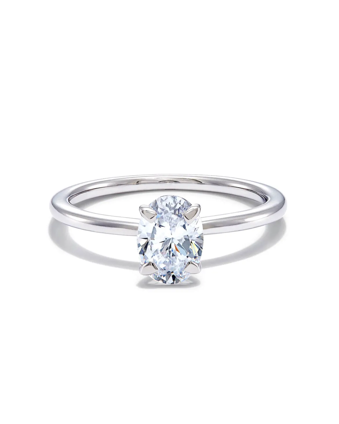 1 ct Oval Solitaire Engagement Ring in 14k White Gold