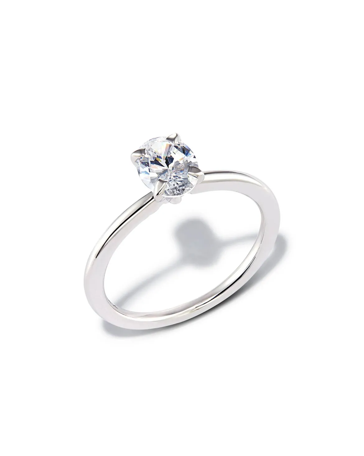 1 ct Oval Solitaire Engagement Ring in 14k White Gold