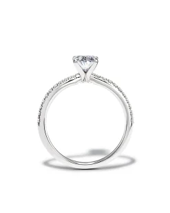 0.75 ct Oval Solitaire Engagement Ring with Pave Diamonds in 14k White Gold
