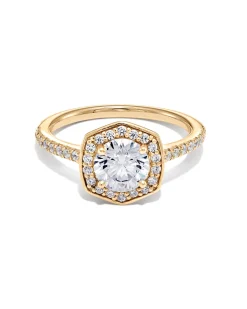 1.5 ct Round Iconic Halo Engagement Ring in 14k Yellow Gold