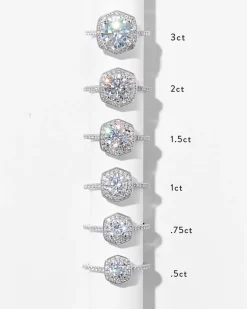 0.5 ct Round Iconic Halo Engagement Ring in 14k White Gold