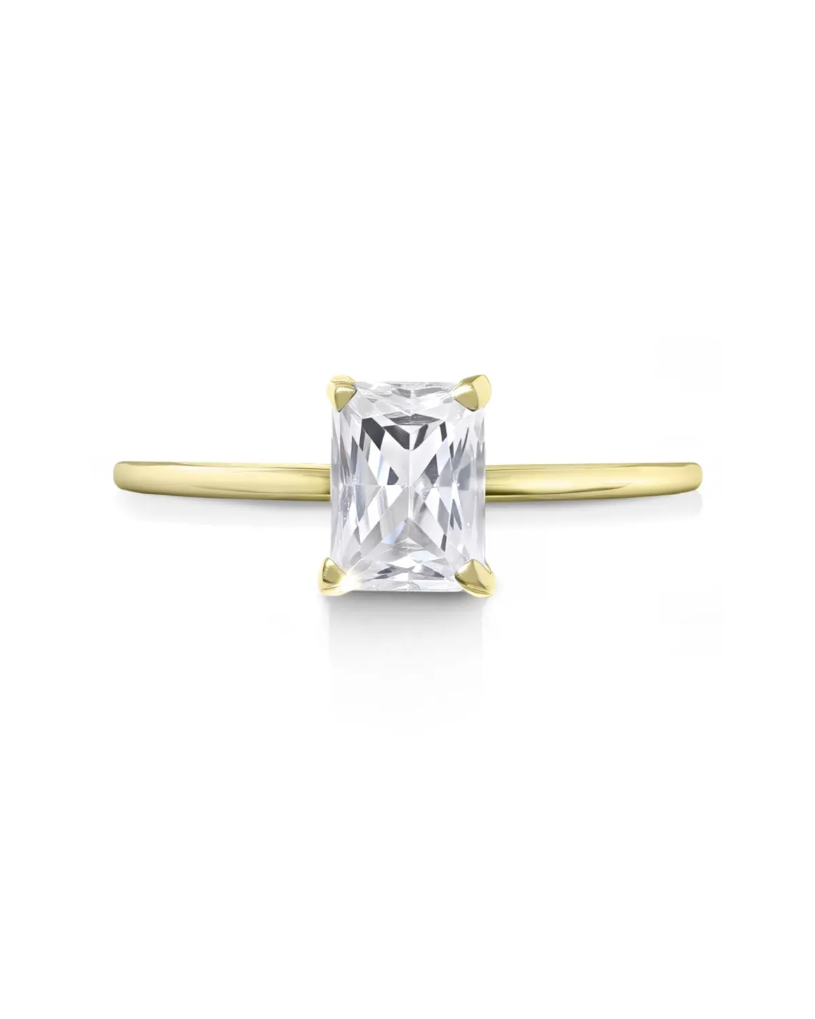 2 ct Solitaire N-S Emerald Engagement Ring in 14k Yellow Gold