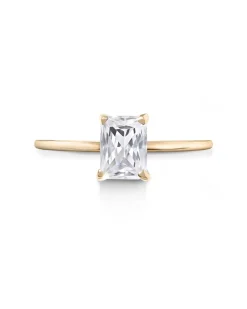 2 ct Solitaire N-S Emerald Engagement Ring in 14k Rose Gold