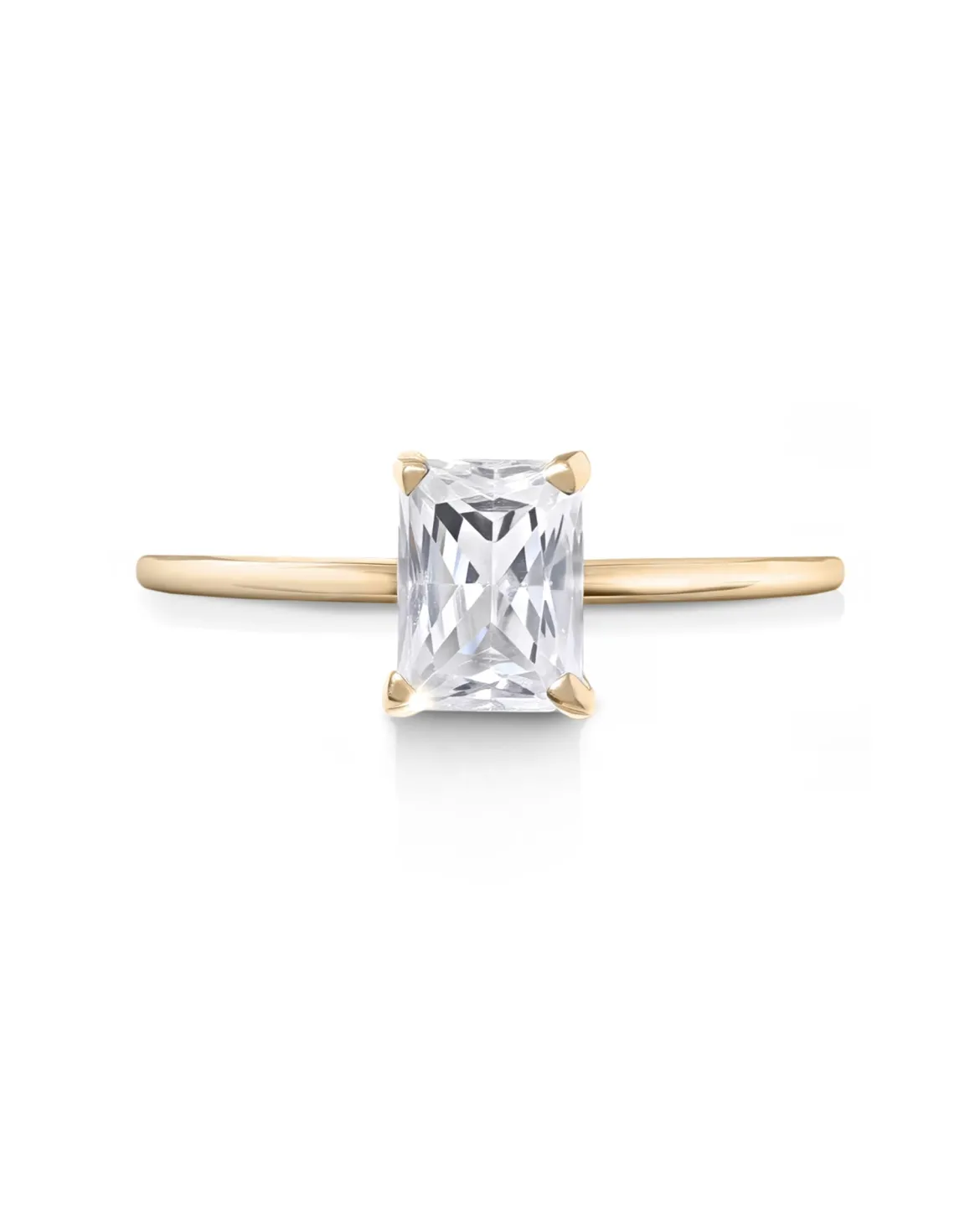 2 ct Solitaire N-S Emerald Engagement Ring in 14k Rose Gold