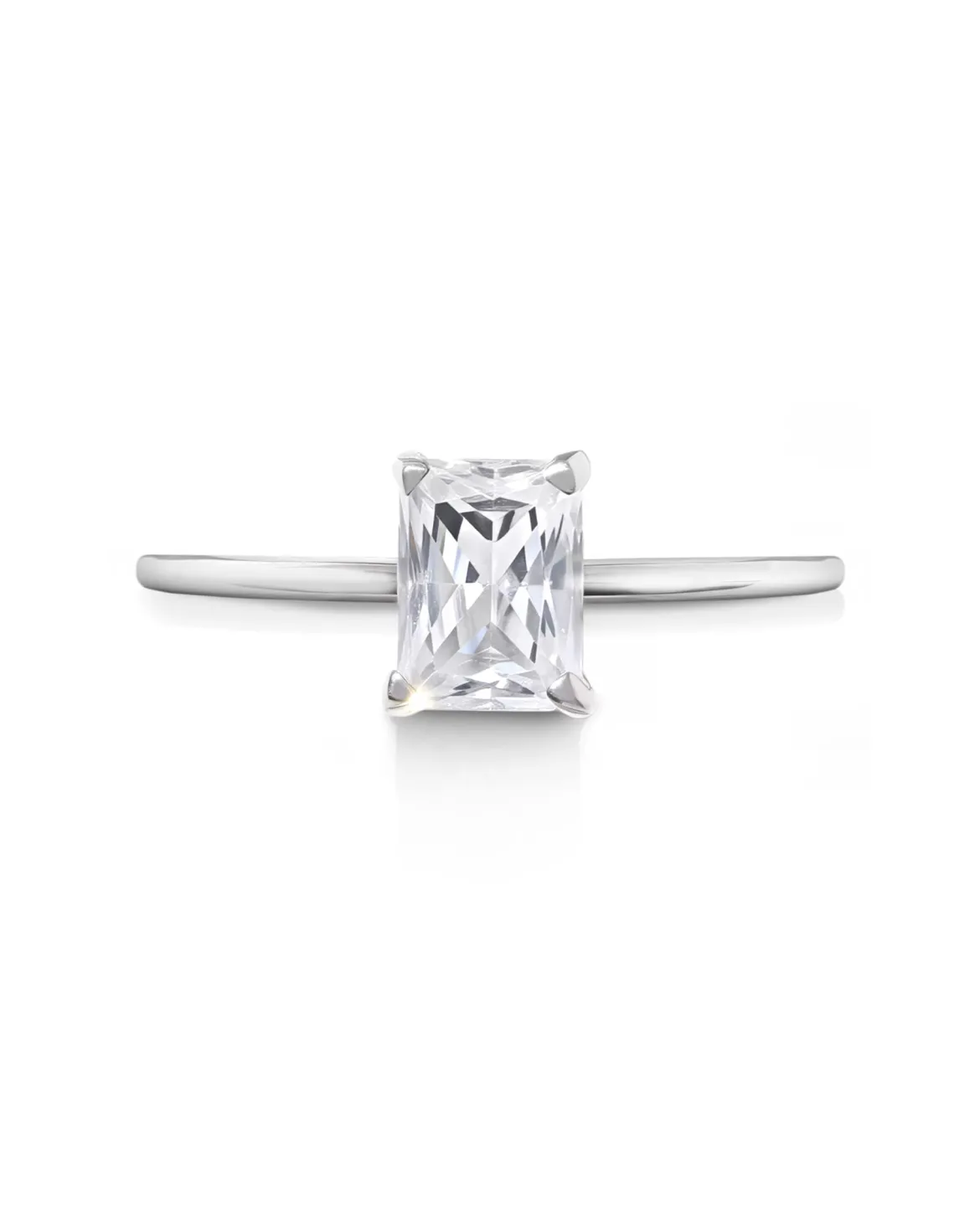 2 ct Solitaire N-S Emerald Engagement Ring in 14k White Gold
