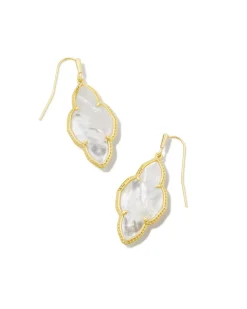 Abbie Gold Drop Earrings in Ivory Mother-of-Pearl