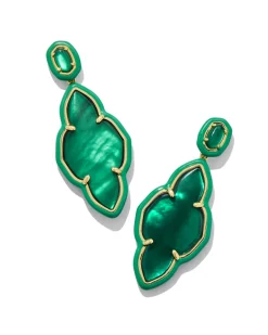 Abbie Gold Enamel Frame Statement Earrings in Emerald Illusion