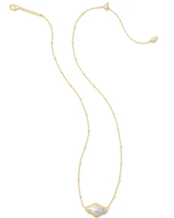 Abbie Gold Pendant Necklace in Dichroic Glass