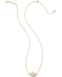 Abbie Gold Pendant Necklace in Rose Quartz