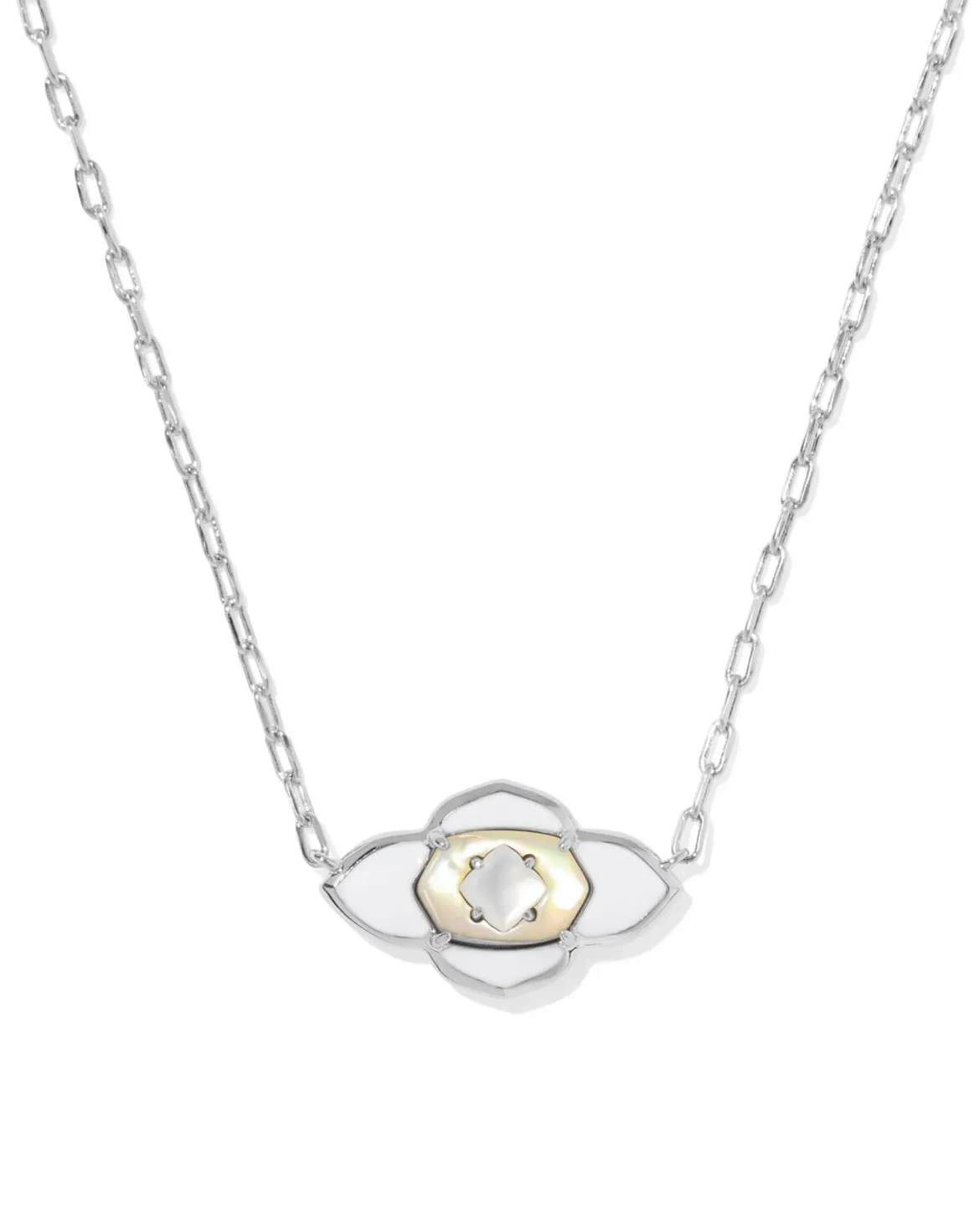 Abbie Medallion Silver Short Pendant Necklace
