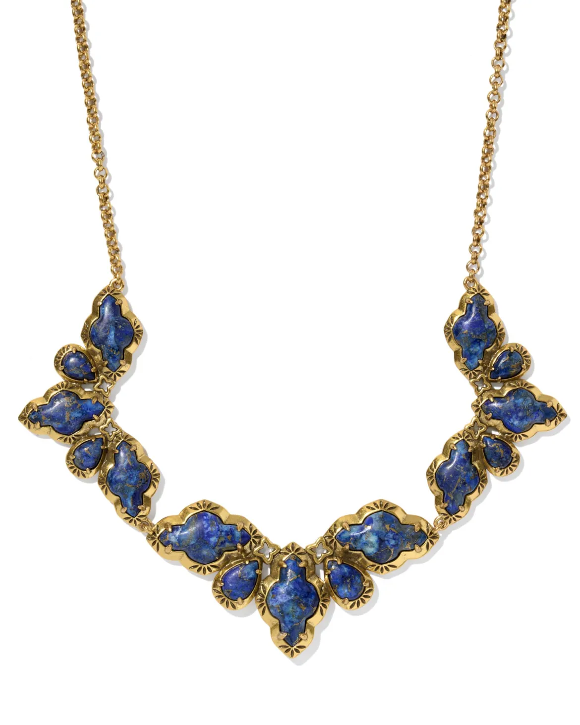 Abbie Vintage Gold Etch Frame Statement Necklace