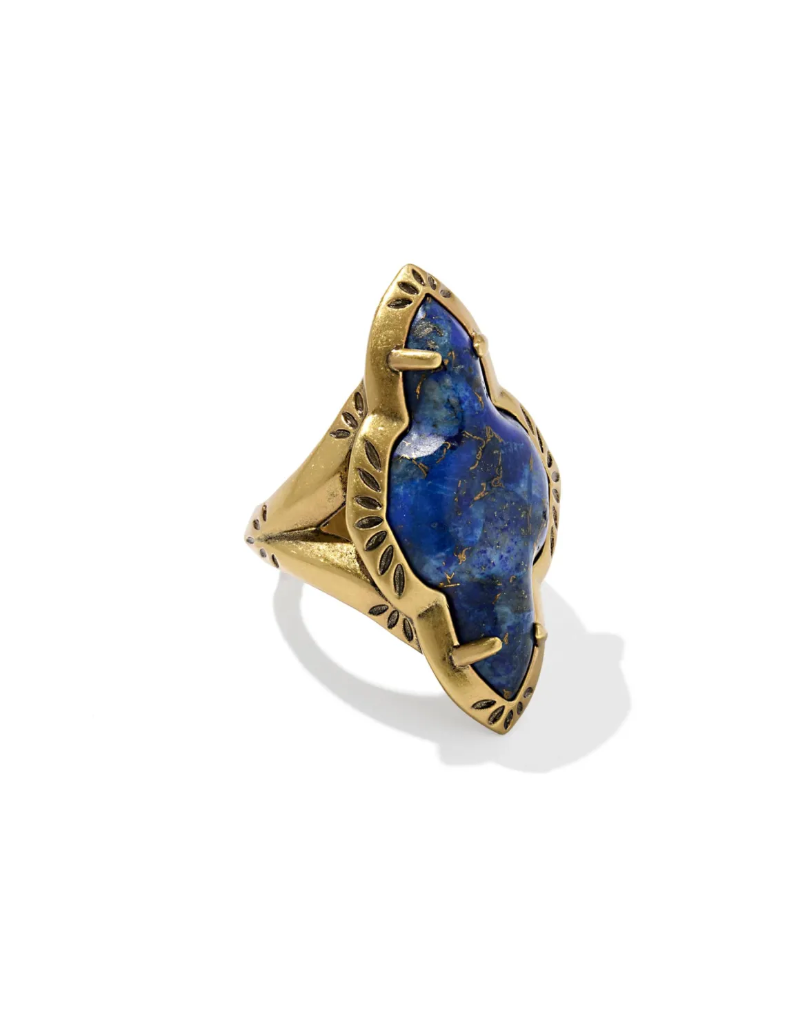 Abbie Vintage Gold Etch Frame Cocktail Ring