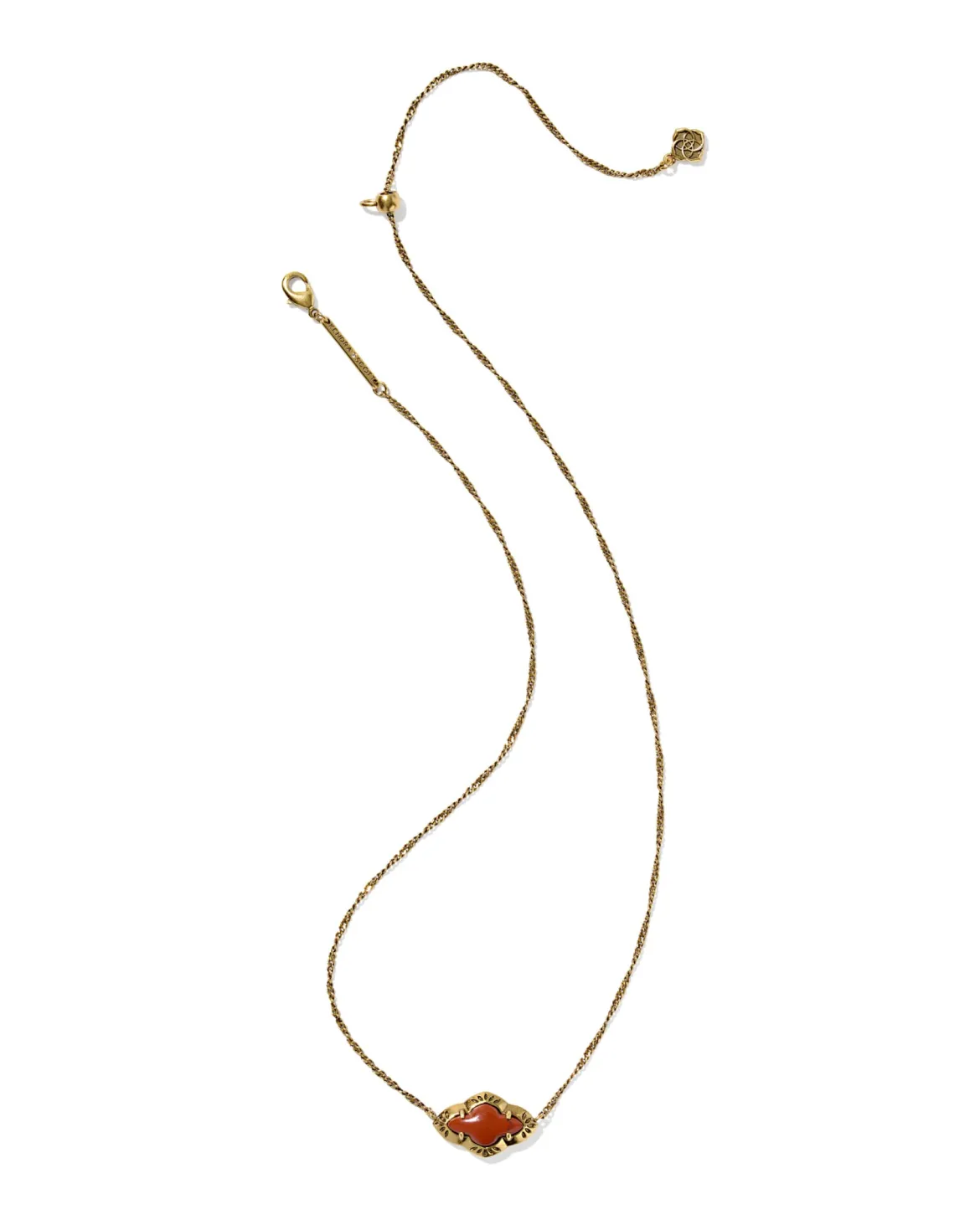 Abbie Vintage Gold Etch Frame Short Pendant Necklace