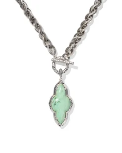 Abbie Vintage Silver Etch Frame Large Long Pendant Necklace