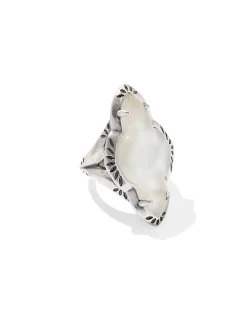 Abbie Vintage Silver Etch Frame Cocktail Ring