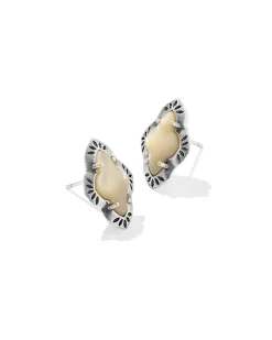 Abbie Vintage Silver Etch Frame Stud Earrings