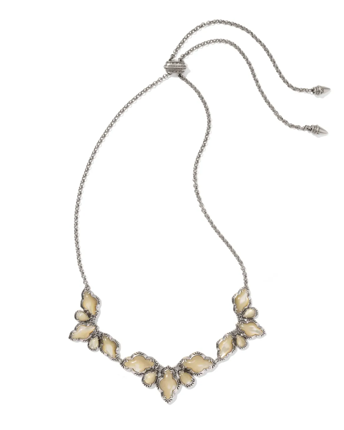 Abbie Vintage Silver Etch Frame Statement Necklace