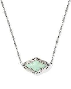 Abbie Vintage Silver Etch Frame Short Pendant Necklace