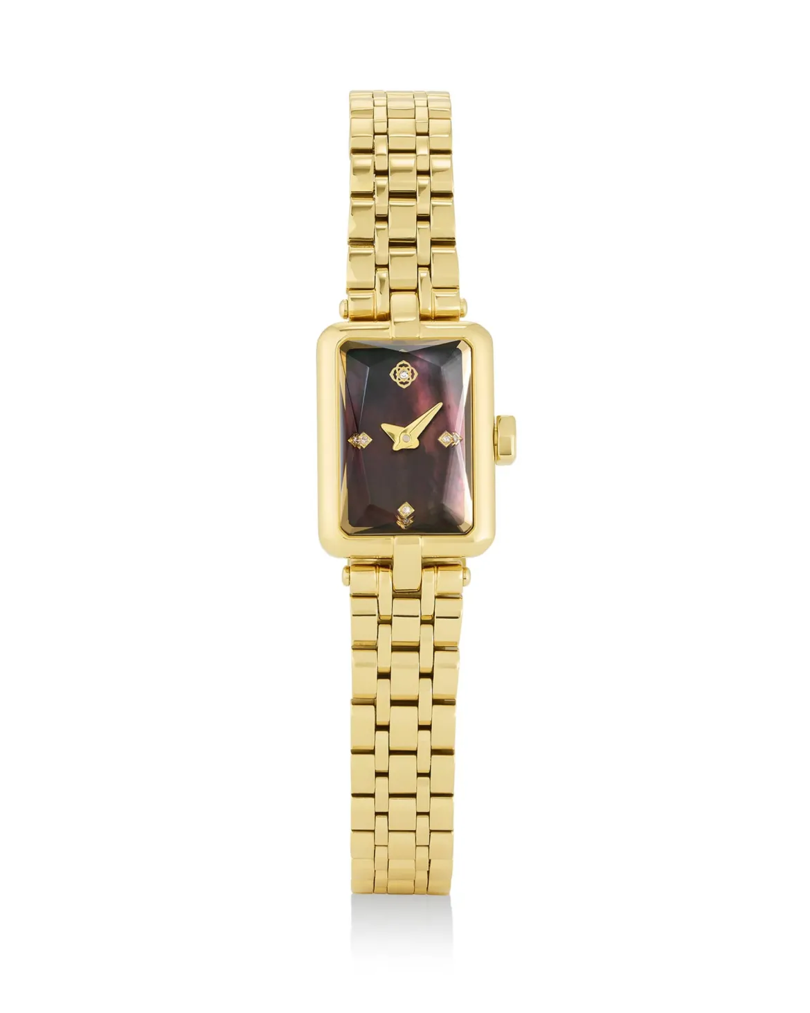 Adela Gold Tone Stainless Steel Watch in Black Mother-of-Pearl