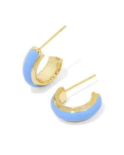 Ainsley Gold Huggie Earrings in Light Blue Enamel