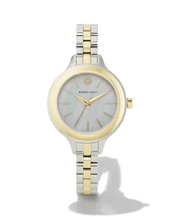 Alex Two Tone Stainless Steel 35mm Narrow Watch in Ivory Mother-of-Pearl